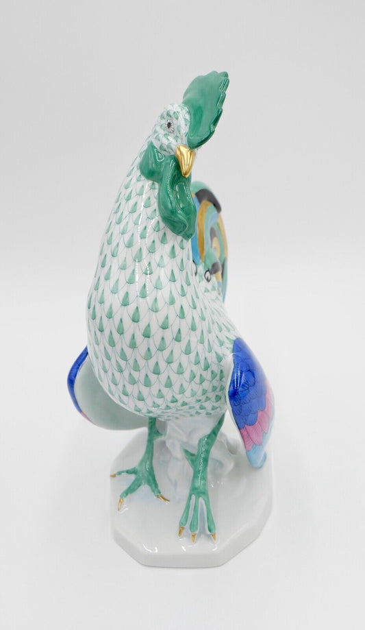 Herend Ungarn Figur Bunter Hahn 23 cm Modell Nr. 5014 Grün NEUwertig - Antikhandel-Stuttgart