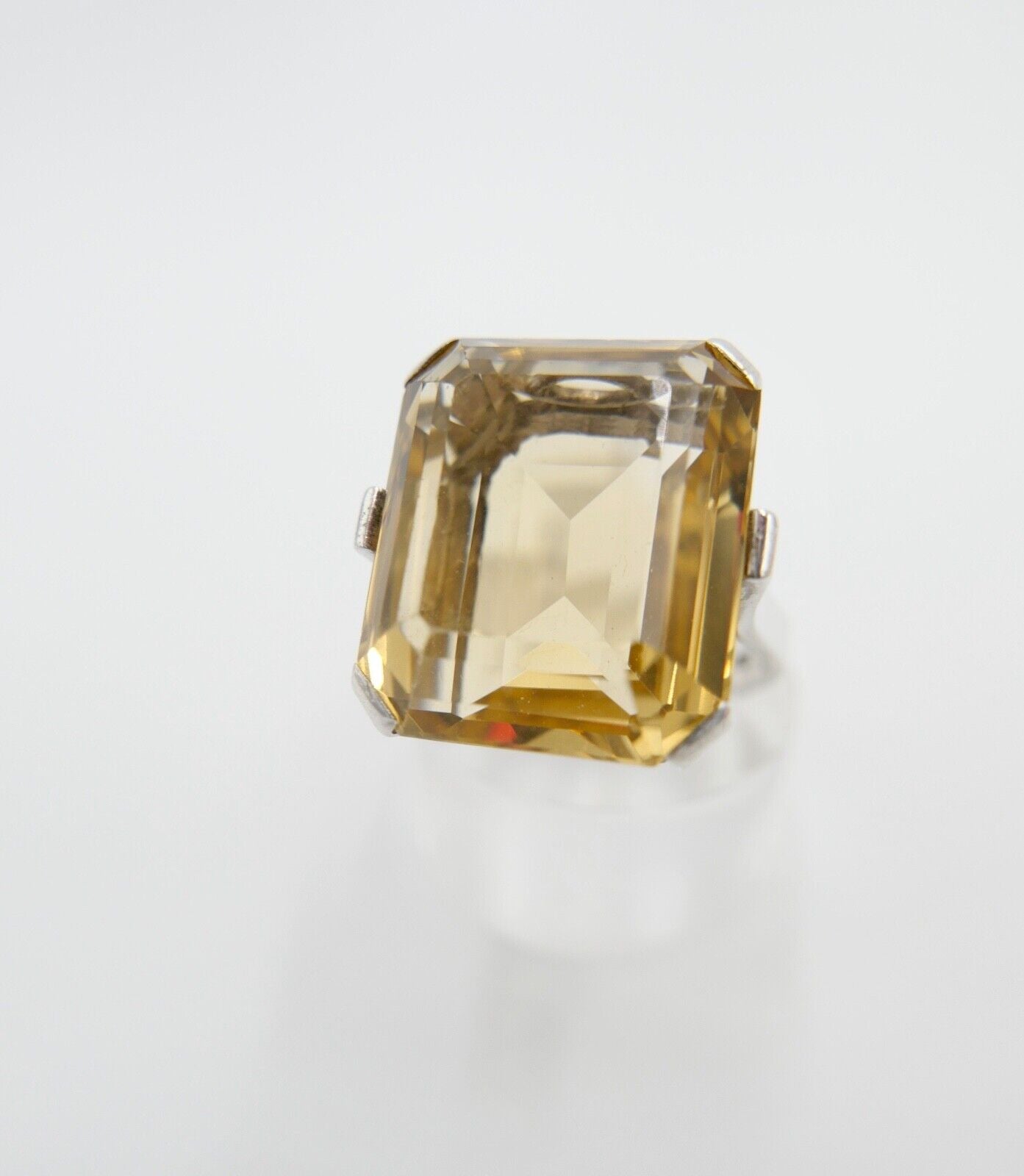 60er Jahre Damenring Gr. 56 Ring 830 Silber synthetischer Citrin - Antikhandel-Stuttgart