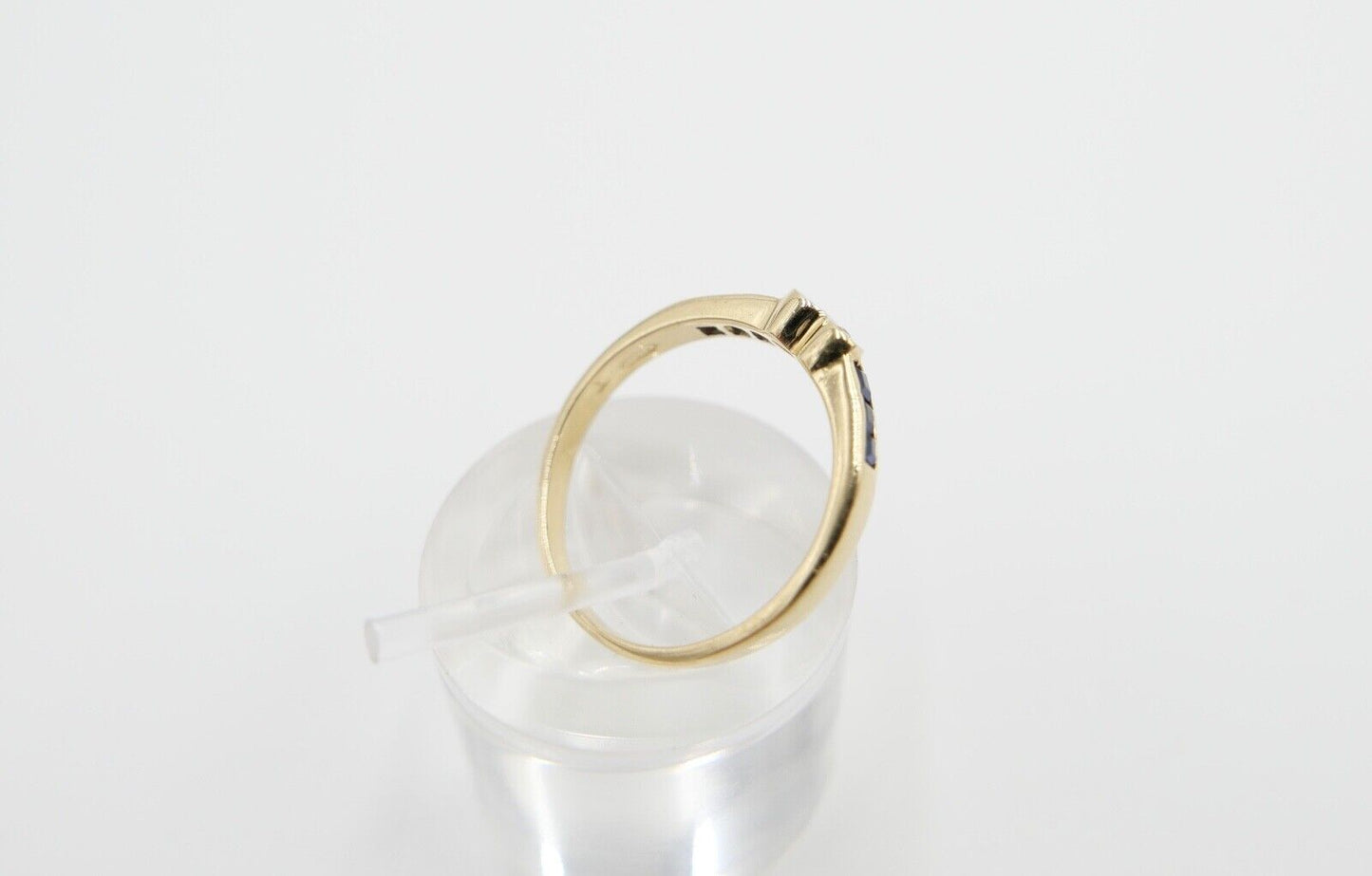 80er J. Damen Ring Herzform Gold Brillant VS / G Saphir 0,46 Ct 750 / 18K Gr. 55 - Antikhandel-Stuttgart