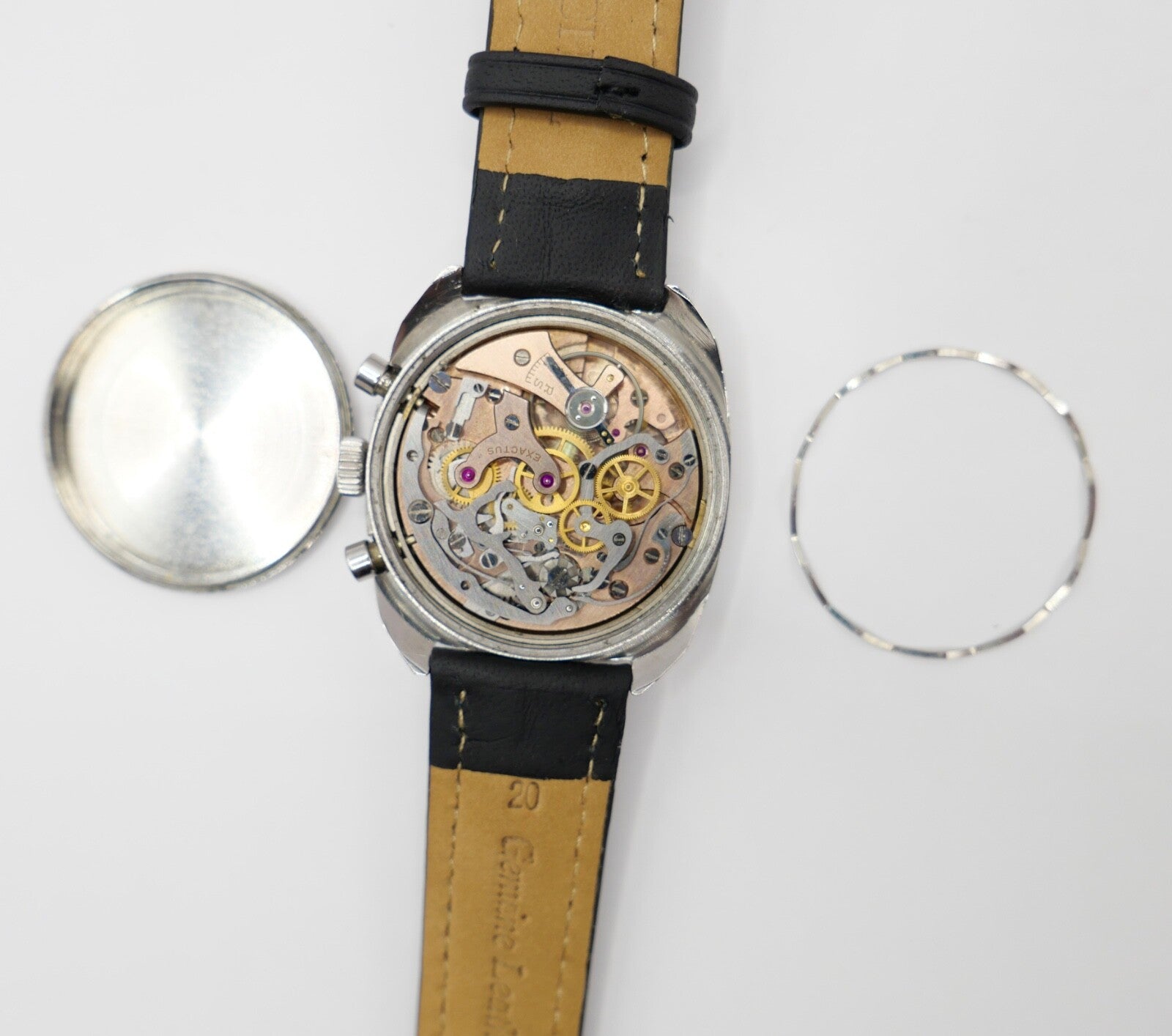 Exactus 1002 Precigraph 37mm Herren Venus 175 Armbanduhr neuem Lederarmband