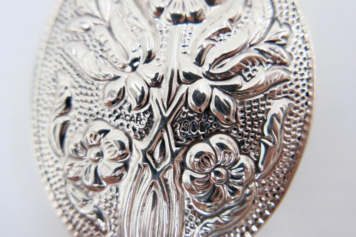 2x alte Handspiegel ACAR / TURAN 900 Silber Blumenmuster Taschenspiegel - Antikhandel-Stuttgart