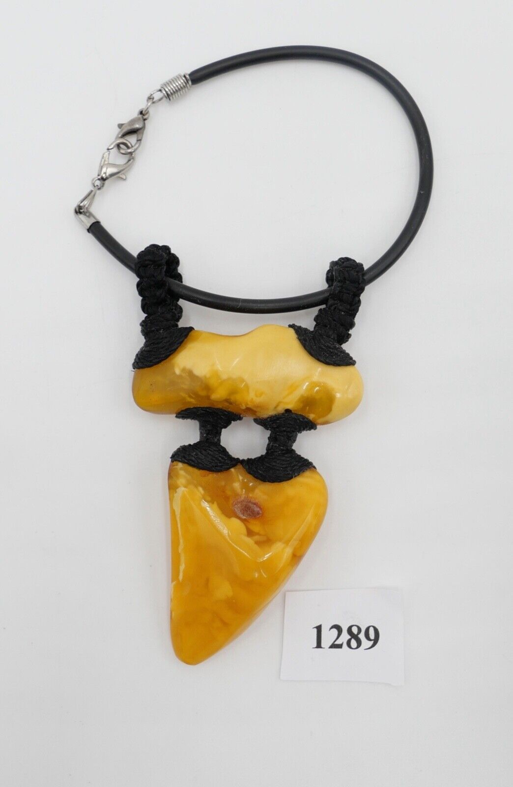 UNIKAT Bernstein butterscotch Hängearmband mit Kautschuk Band Armband - Antikhandel-Stuttgart