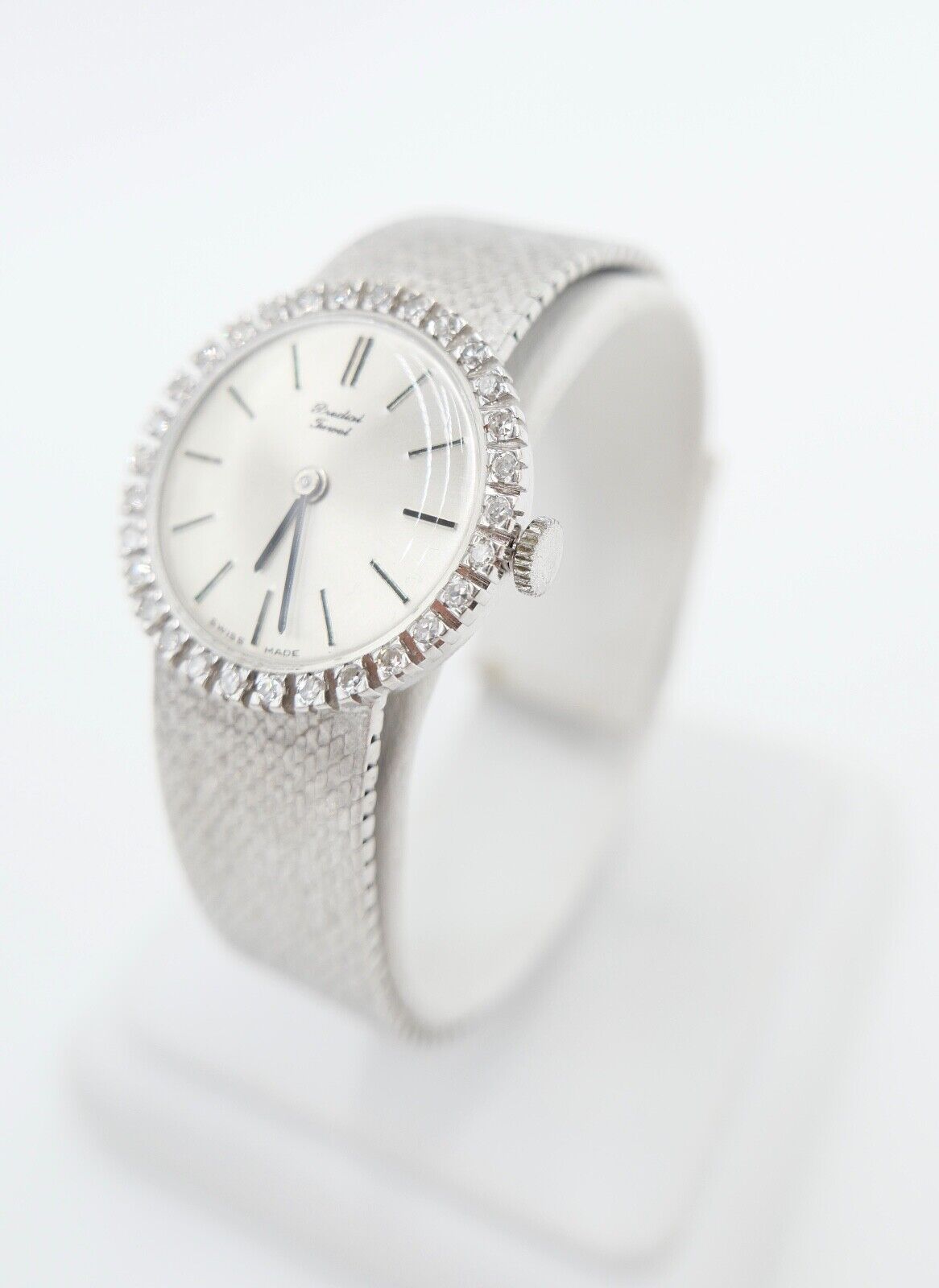 Elegante Predial Weißgold Damen Uhr mit Diamantbesatz 750/18K Lady watch Ø 24 mm - Antikhandel-Stuttgart