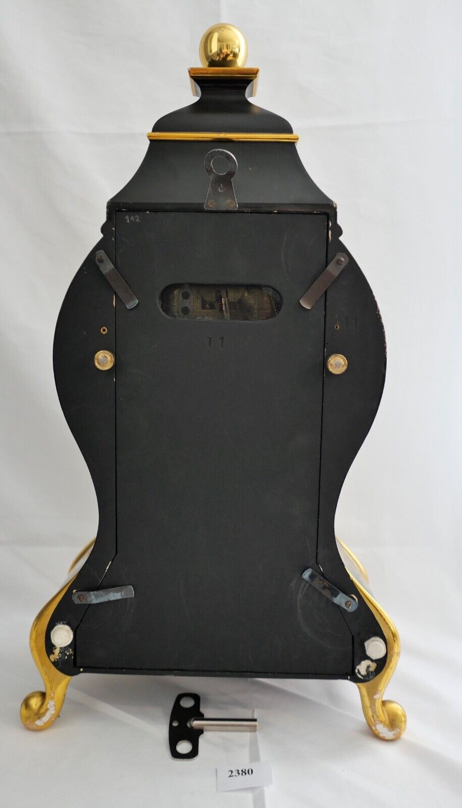 Große Pendule 46cm Tischuhr Kaminuhr RESIDENCE schwarz Gold im Stil Louis XVI - Antikhandel-Stuttgart