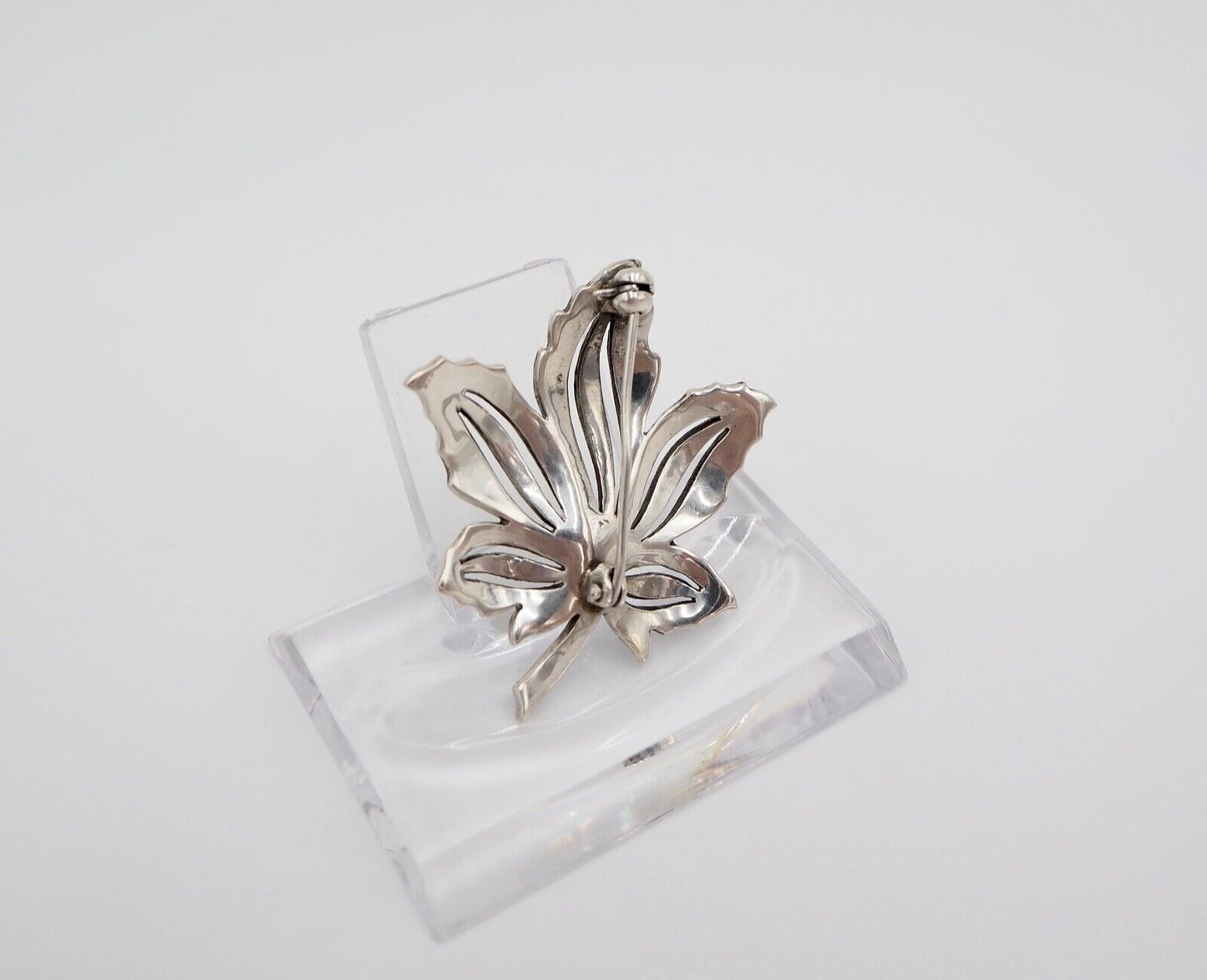 Vintage alte filigrane florale Blatt Brosche mit Markasiten Silber 835 - Antikhandel-Stuttgart