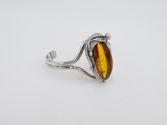 vintage Silber 925 Bernstein Armband floral Armreif Sterlingsilber - Antikhandel-Stuttgart