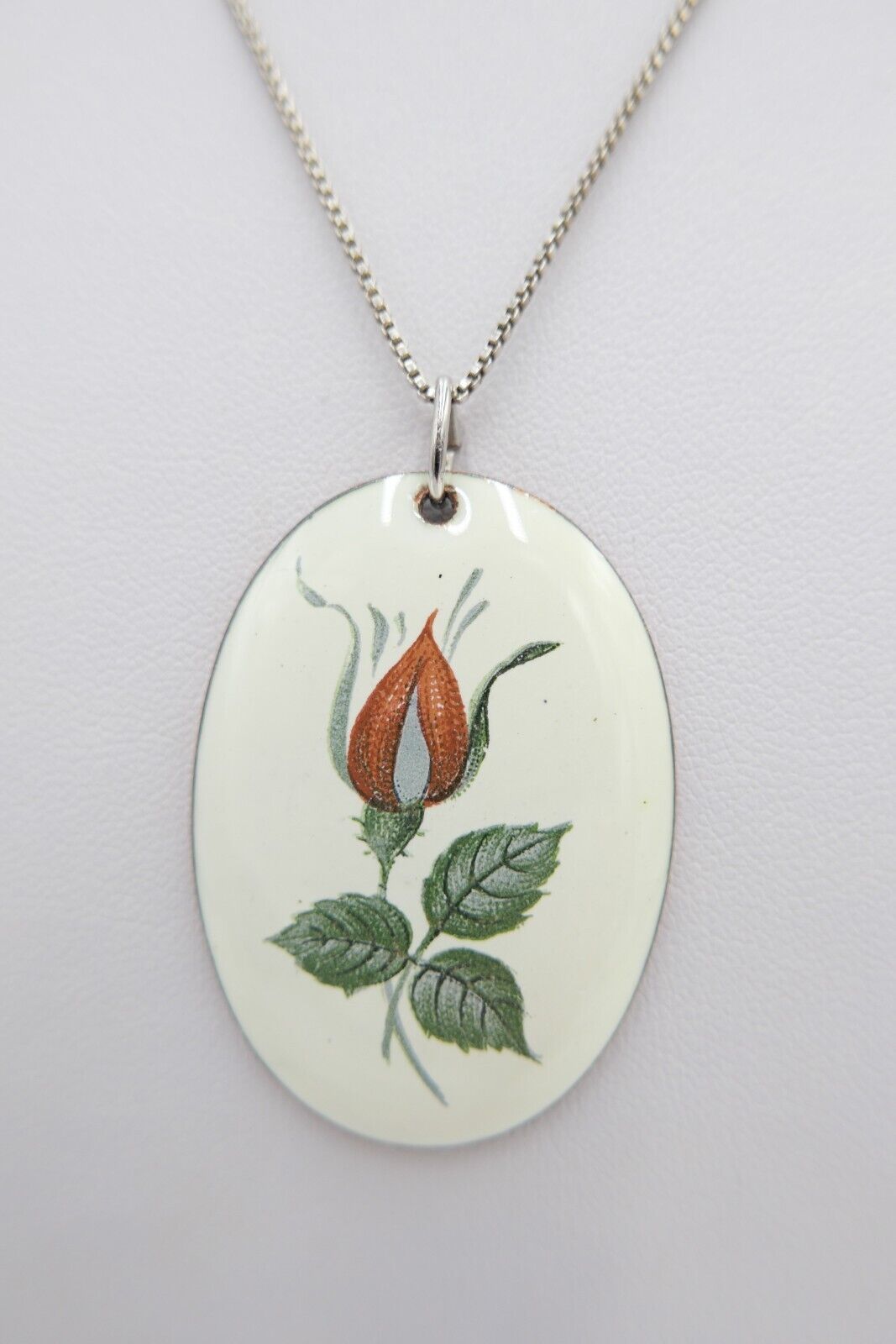 Alter Email Anhänger Blumenmalerei 49x31 mm Rose Floral - Antikhandel-Stuttgart