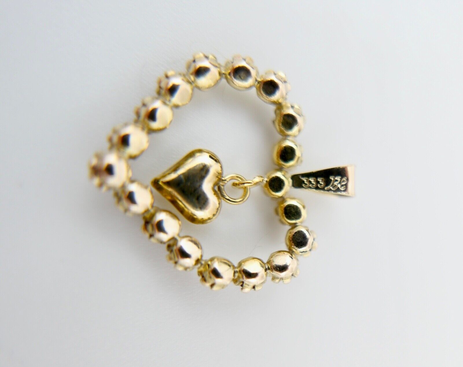 Herz Gold Anhänger 333 / 8K mit Pink Malawi Rhodolith Granat 1990er Jahren - Antikhandel-Stuttgart