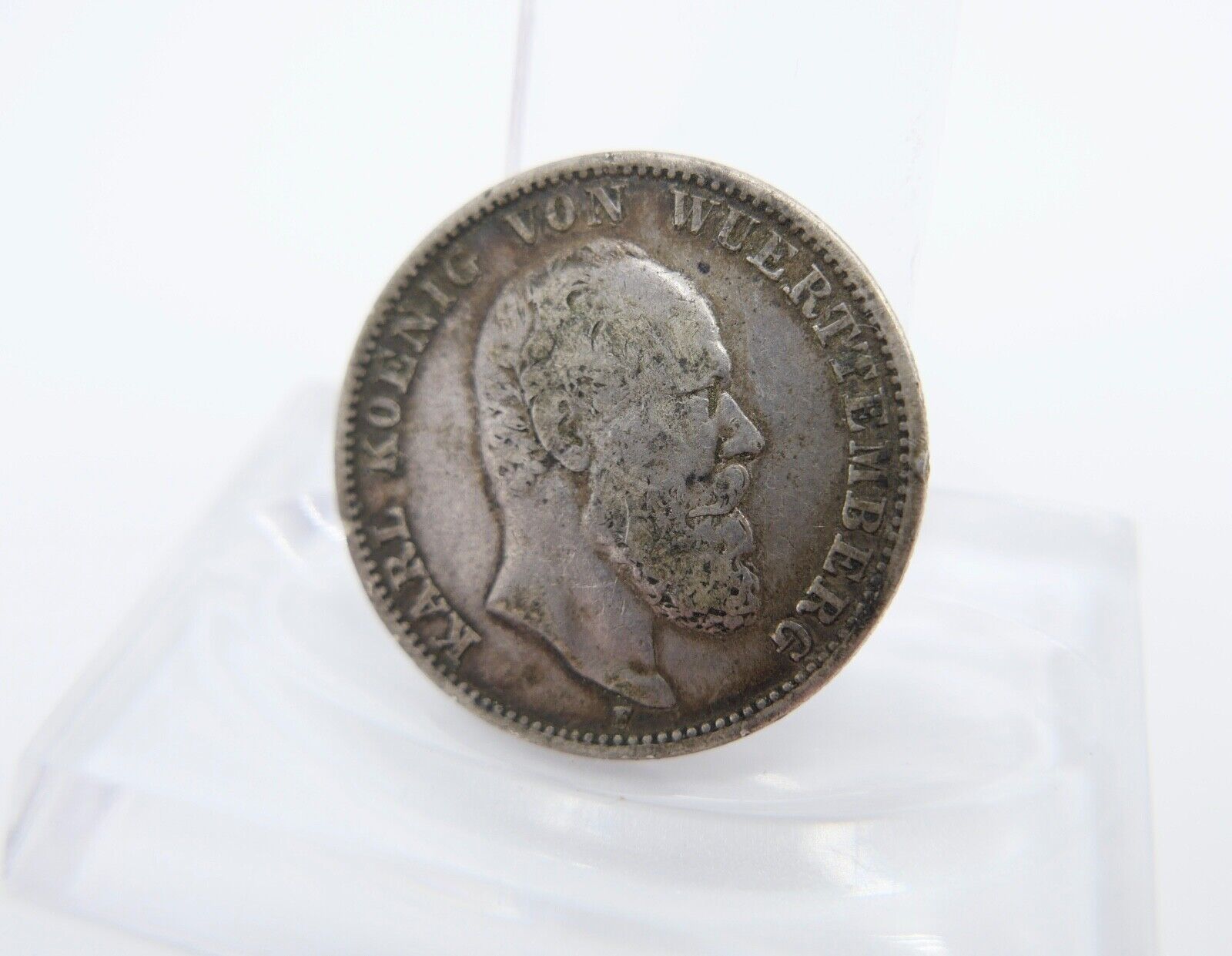 2 Mark 1877 F Silber ss - vz " Karl König von Württemberg " Jäger J.172 - Antikhandel-Stuttgart