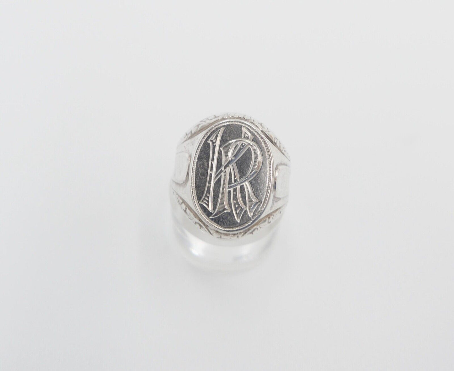 ART DECO Siegelring Monogramm KR Herrenring Ring 835 Silber Gr. 63 - Antikhandel-Stuttgart