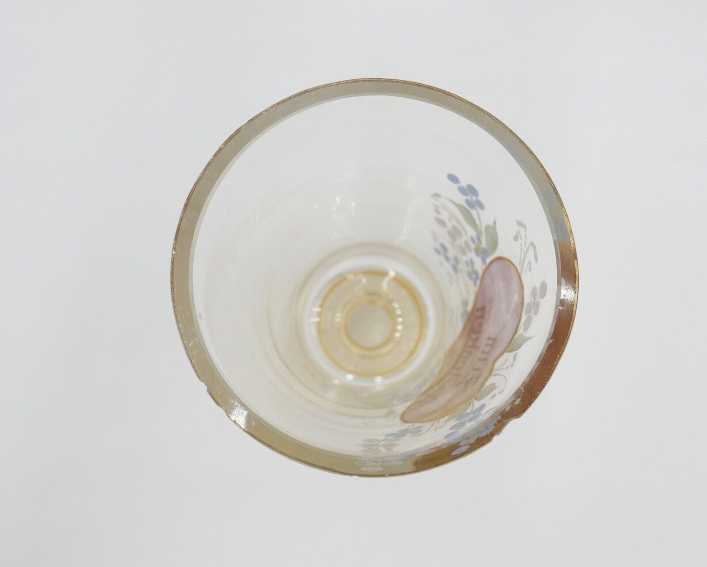 antik Glas / Becher handbemalt zum Andenken 15 cm hoch Gedenkglas - Antikhandel-Stuttgart