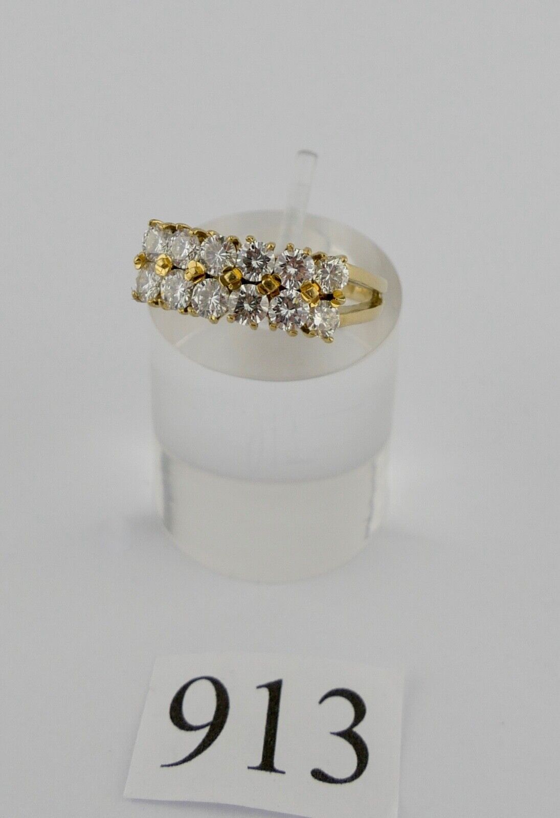 Luxus Gelbgold Ring 1,56 Ct VVS 12 Brillanten 750 18K Gr. 59 halb memory - Antikhandel-Stuttgart