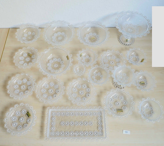 Großes BEYER Bleikristall Set Service Schalen Platte Perlen Motiv 20 Teile - Antikhandel-Stuttgart