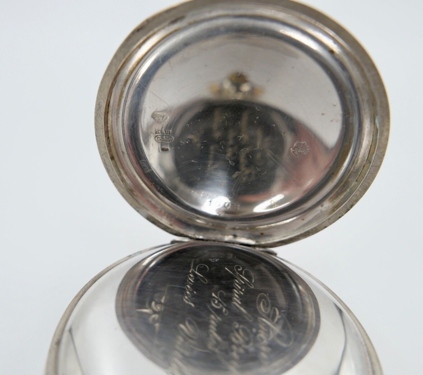 VORWÄRTS Open Face 800 Silber Taschenuhr um 1900 K&CI Schweiz - Antikhandel-Stuttgart