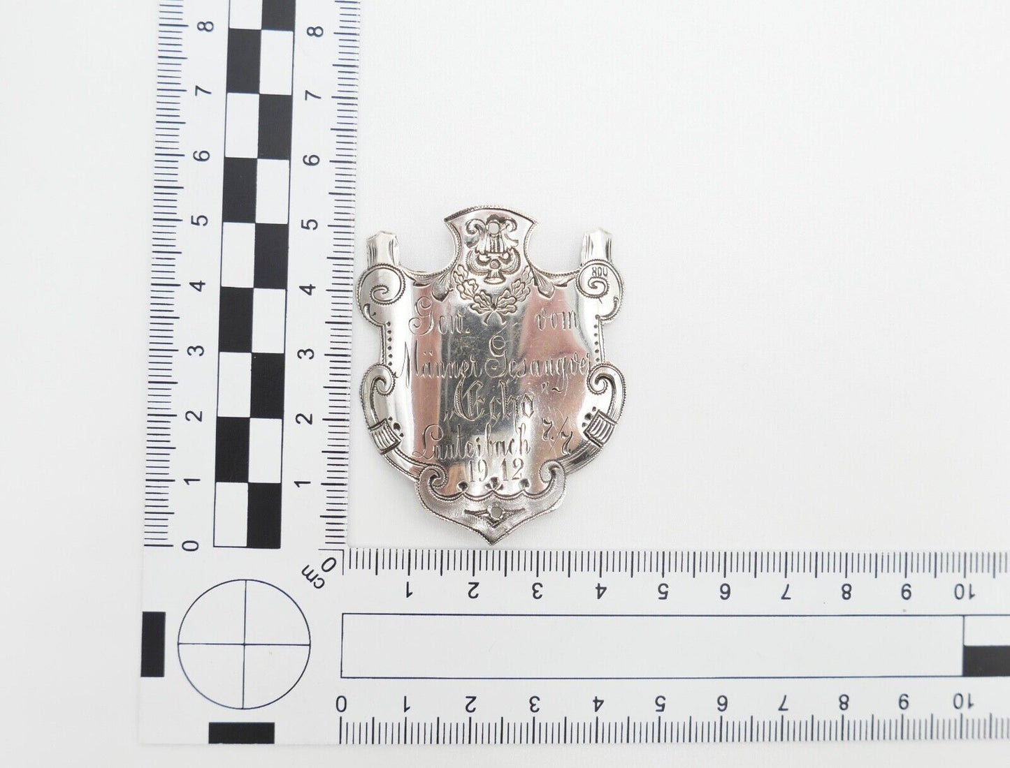 Fahrrad Plakette 1912 Silber 800 Männer Gesangsverein ECHO Lauterbach - Antikhandel-Stuttgart