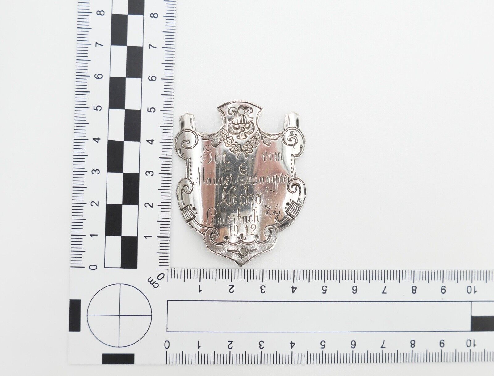 Fahrrad Plakette 1912 Silber 800 Männer Gesangsverein ECHO Lauterbach - Antikhandel-Stuttgart