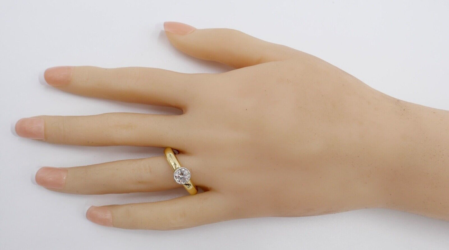 Massiver 750 18K LUXUS Gelbgold Damen Brillant Spannring 0,90 Ct tGr.56 - Antikhandel-Stuttgart