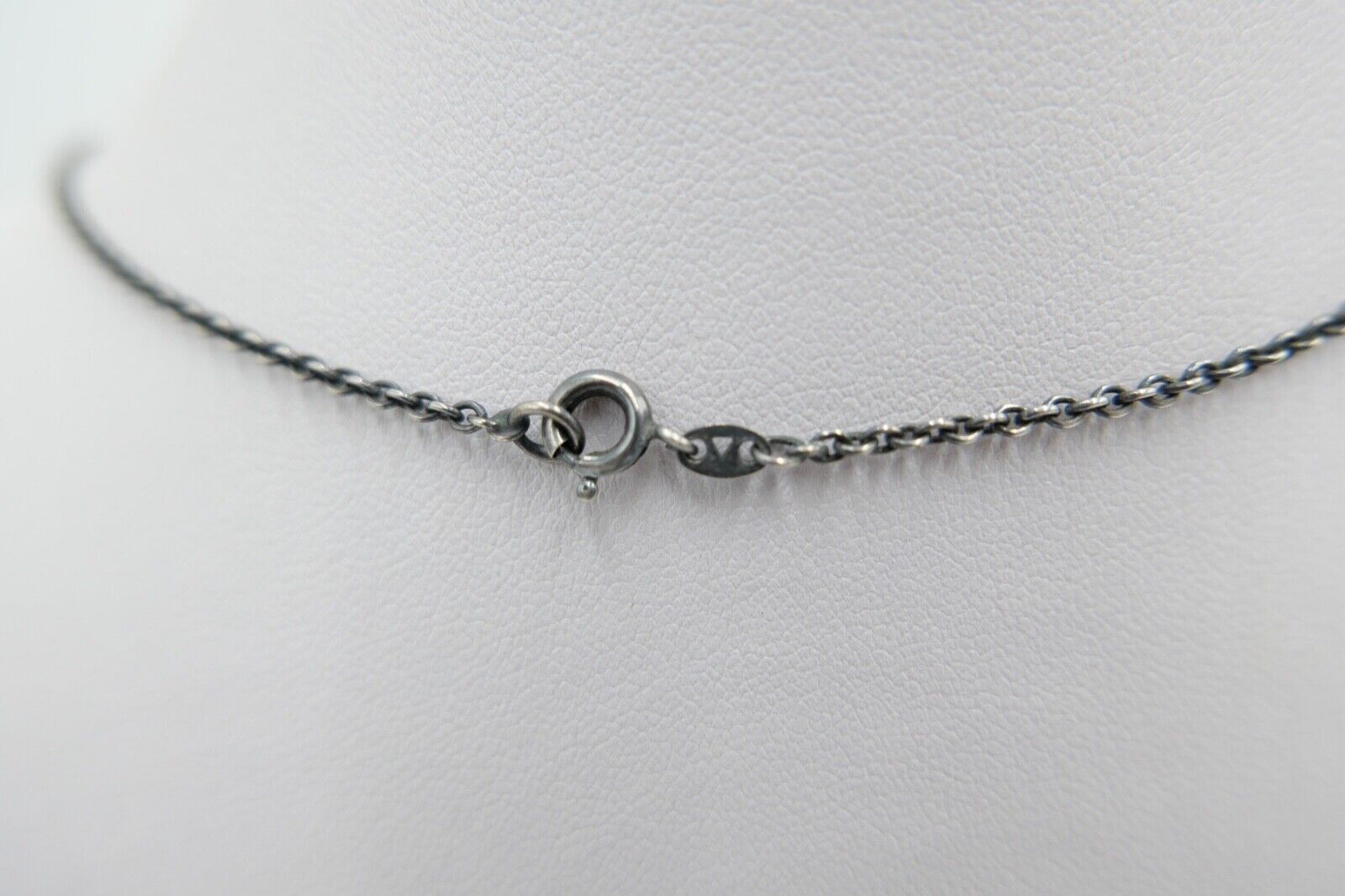 altes Collier Opal Imitat Silber 925 Kette 45,3 cm Teil vergoldet Punze PHJ DD - Antikhandel-Stuttgart