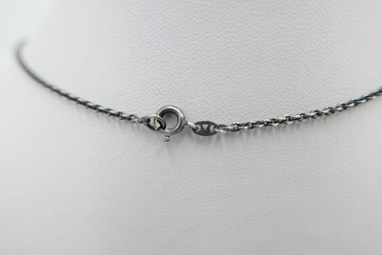 altes Collier Opal Imitat Silber 925 Kette 45,3 cm Teil vergoldet Punze PHJ DD - Antikhandel-Stuttgart