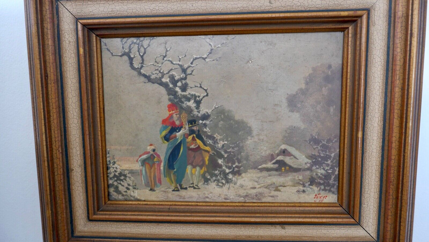 Öl auf Holz " die Heiligen 3 Könige " Gustav Eyer 1887 Mollkirch - 1946 München - Antikhandel-Stuttgart