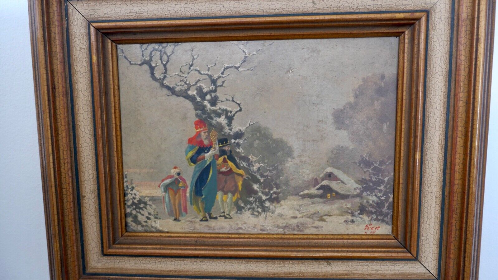 Öl auf Holz " die Heiligen 3 Könige " Gustav Eyer 1887 Mollkirch - 1946 München - Antikhandel-Stuttgart