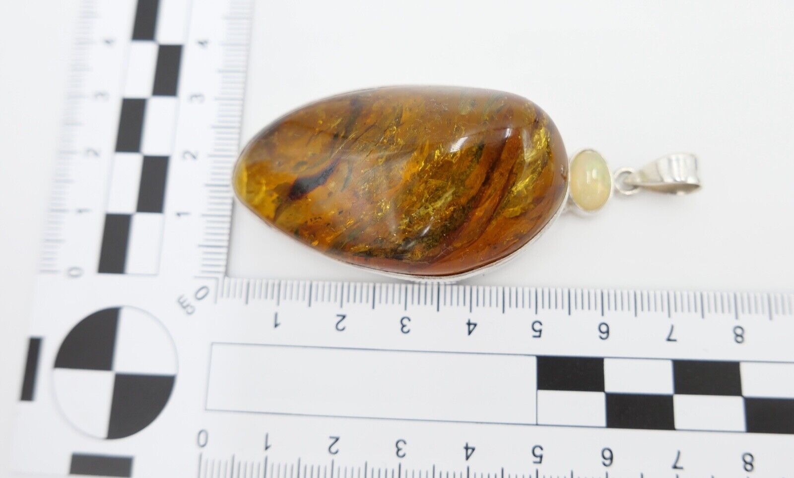 Bernstein Anhänger 925 Silber mit Opal Amber 7,5 cm HANDGEFERTIGT - Antikhandel-Stuttgart