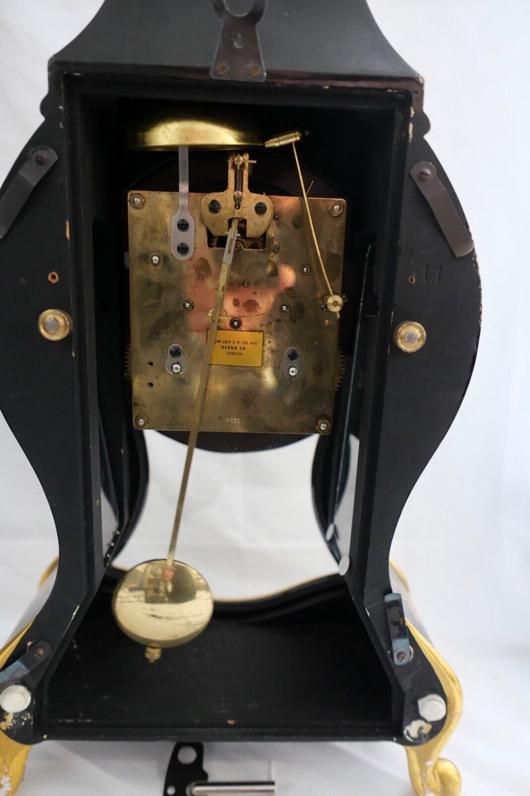 Große Pendule 46cm Tischuhr Kaminuhr RESIDENCE schwarz Gold im Stil Louis XVI - Antikhandel-Stuttgart