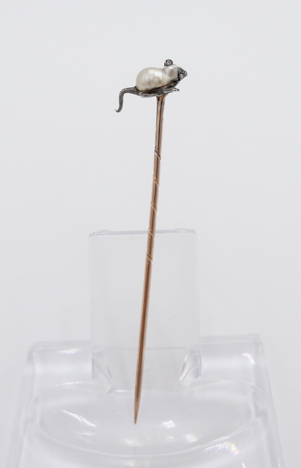 Antik Jugendstil MAUS Gold Anstecknadel Diamanten Perle 585 14K UNIKAT - Antikhandel-Stuttgart