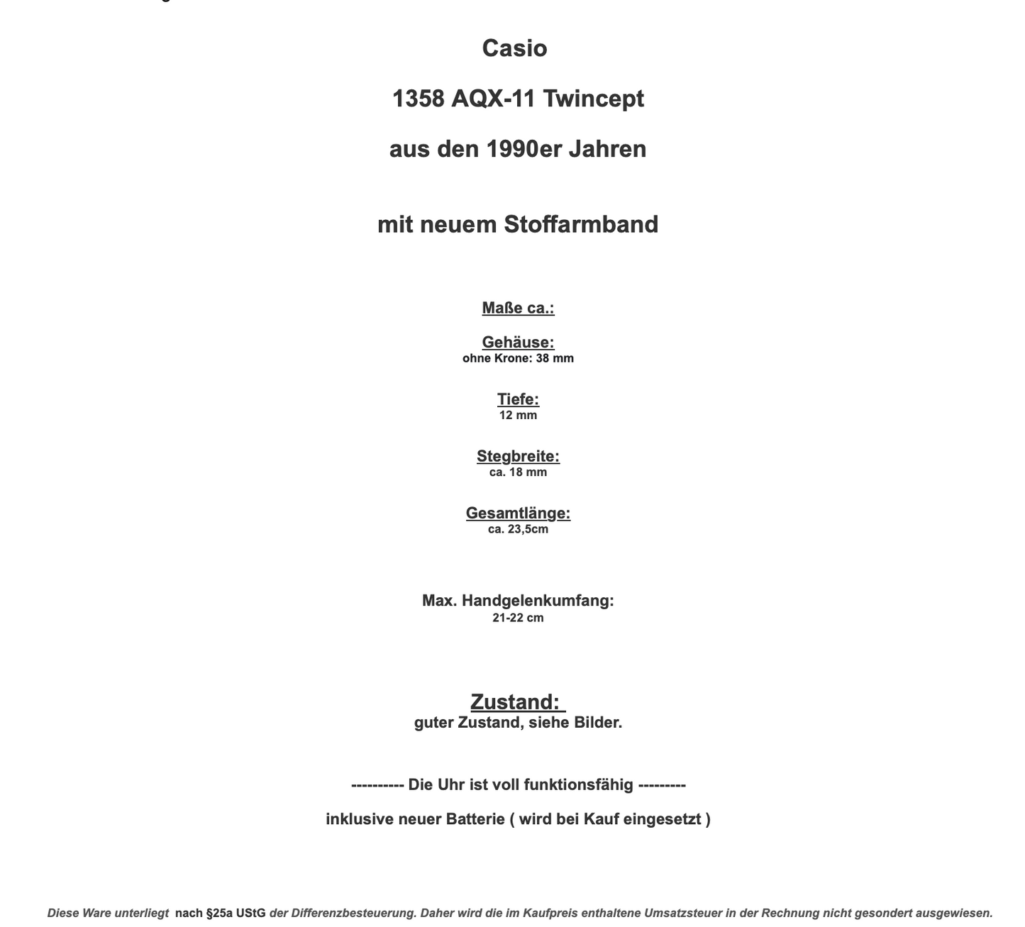 Casio 1358 AQX-11 TWINCEPT Armbanduhr 1990er Jahre Analog & Digital - Antikhandel-Stuttgart