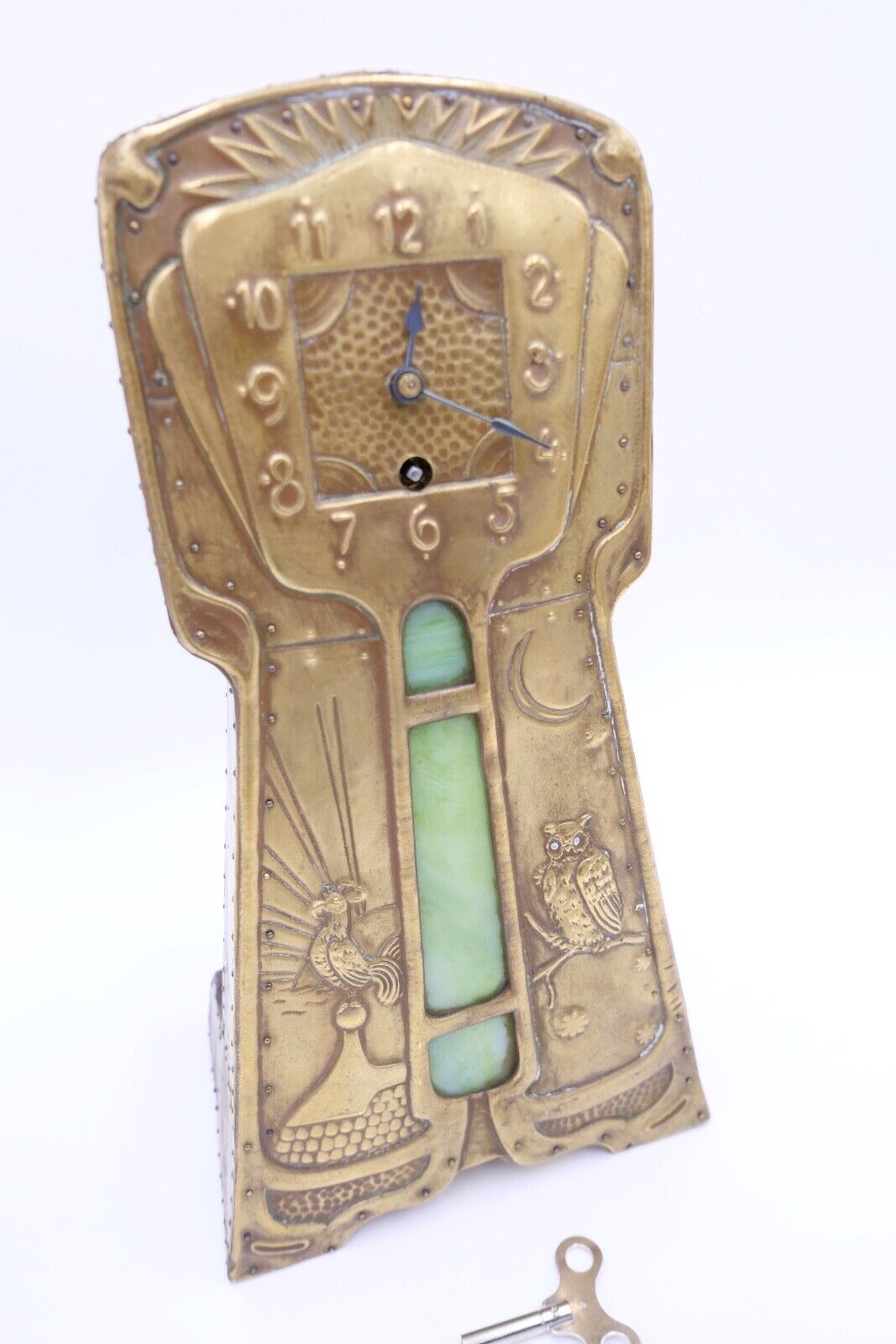 seltene Kaminuhr Hahn & Eule vmtl. Frankreich oder England Uhrwerk MPK / PMK - Antikhandel-Stuttgart