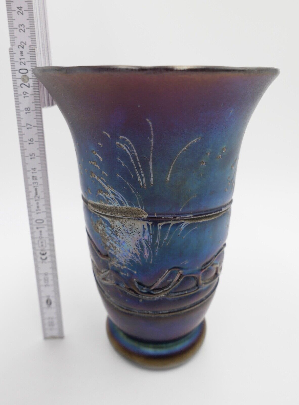 um 1900 Ferdinand von Poschinger Jugendstil Vase Fadendekor antik - Antikhandel-Stuttgart