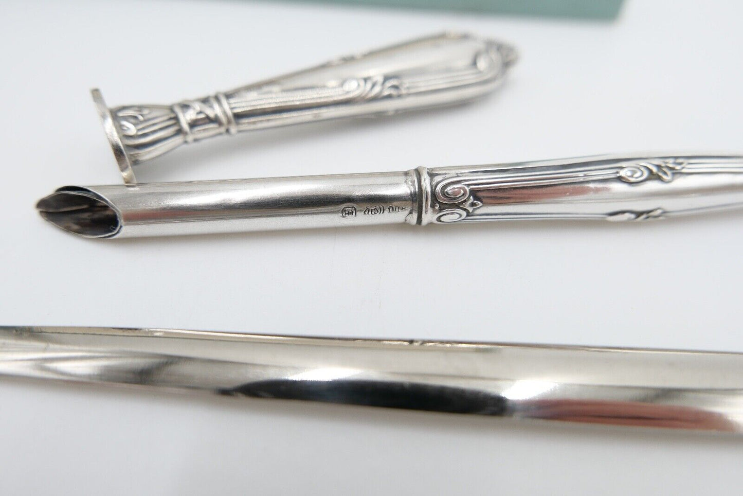 JUGENDSTIL Schreibset um 1900 Set 3 teilig Silber 800 HB Hermann Bauer Etui - Antikhandel-Stuttgart