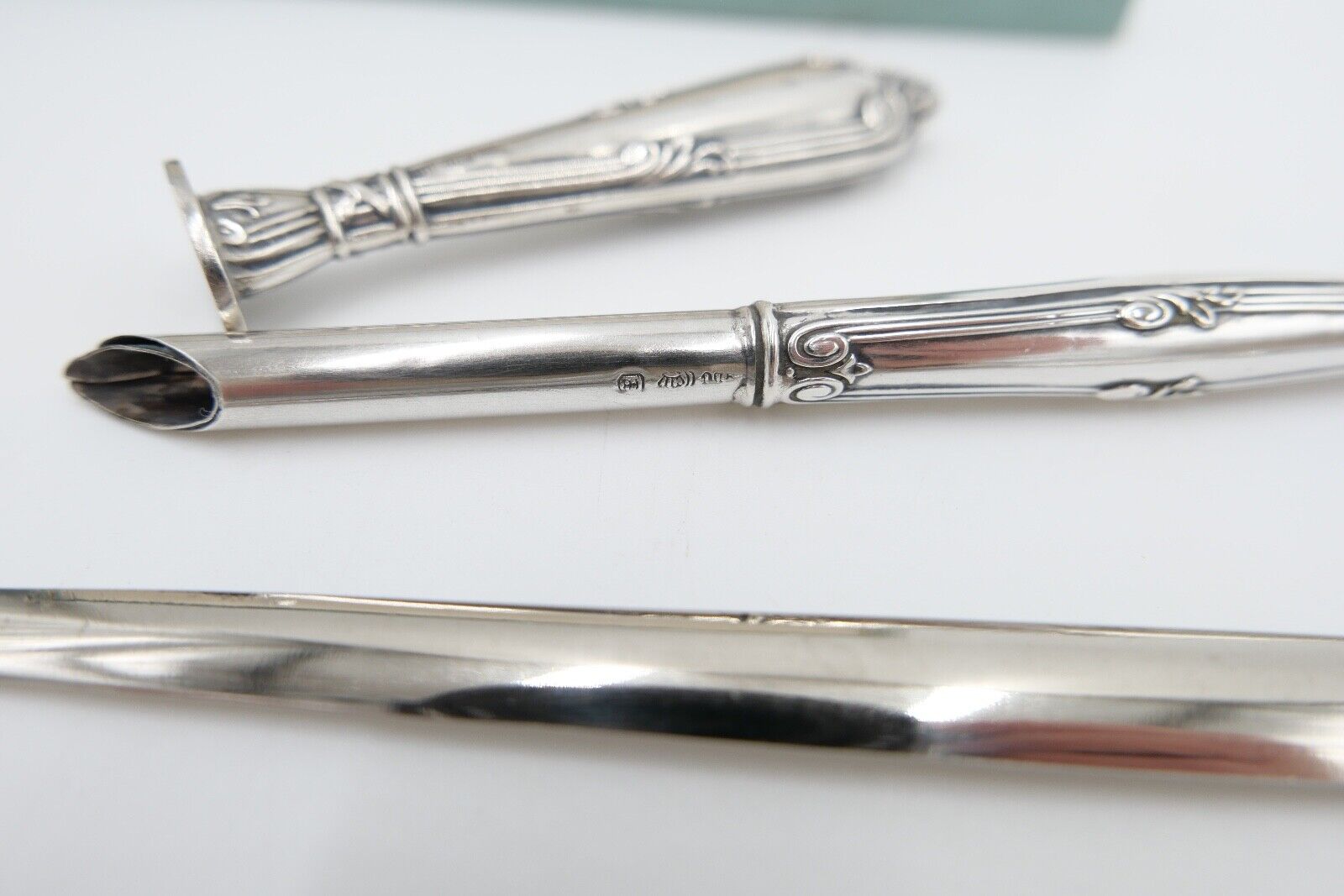 JUGENDSTIL Schreibset um 1900 Set 3 teilig Silber 800 HB Hermann Bauer Etui - Antikhandel-Stuttgart