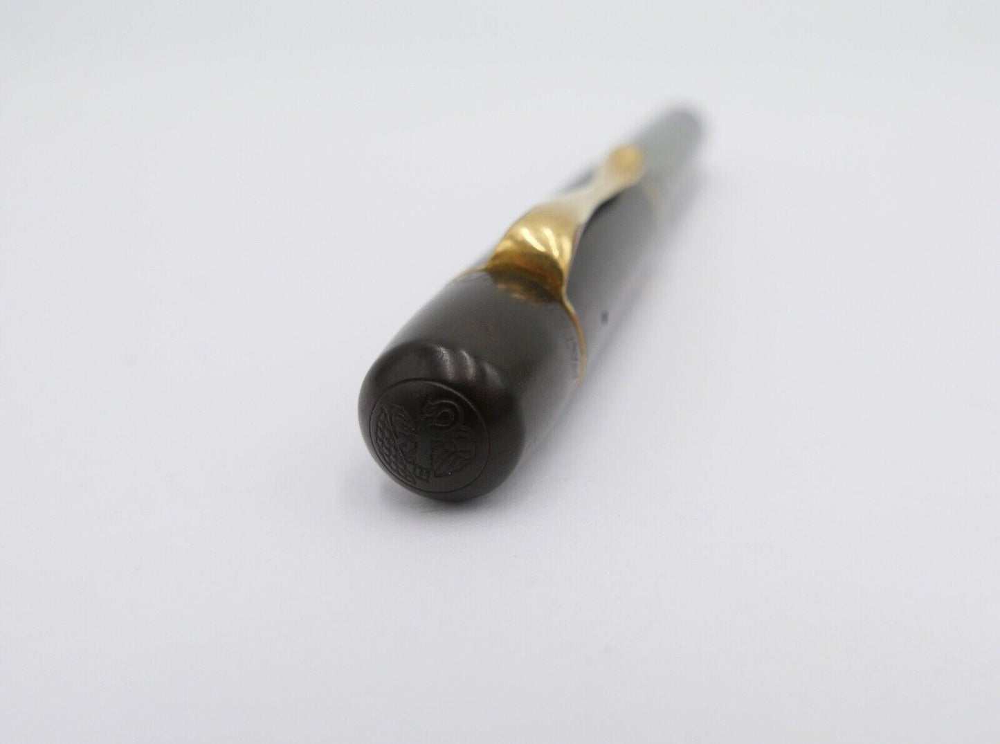 30er PELIKAN 100 Kolbenfüller Füller 585 14Ct Gold Feder EF grün schwarz - Antikhandel-Stuttgart