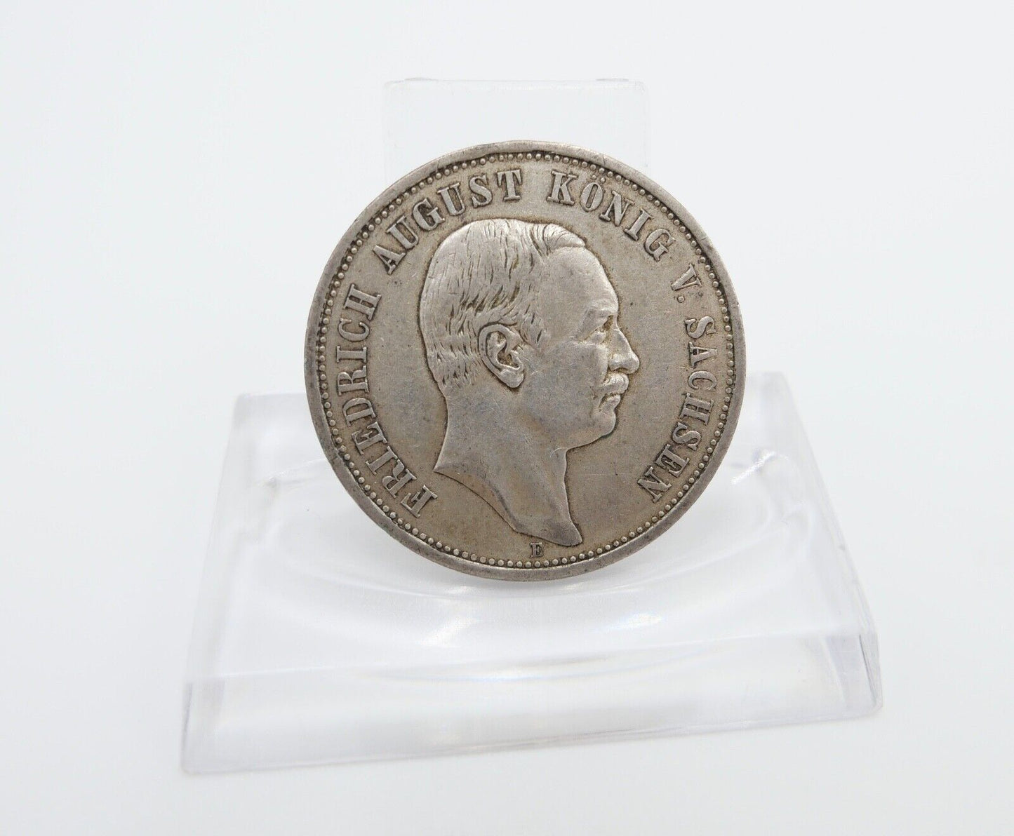 3 Mark 1909 E Jäger J.135 VZ-STG Sachsen Friedrich August III. - Antikhandel-Stuttgart