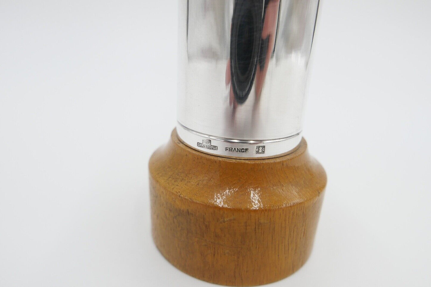 60er Jahre Christofle Pfeffermühle Frankreich versilbert Holz - Antikhandel-Stuttgart