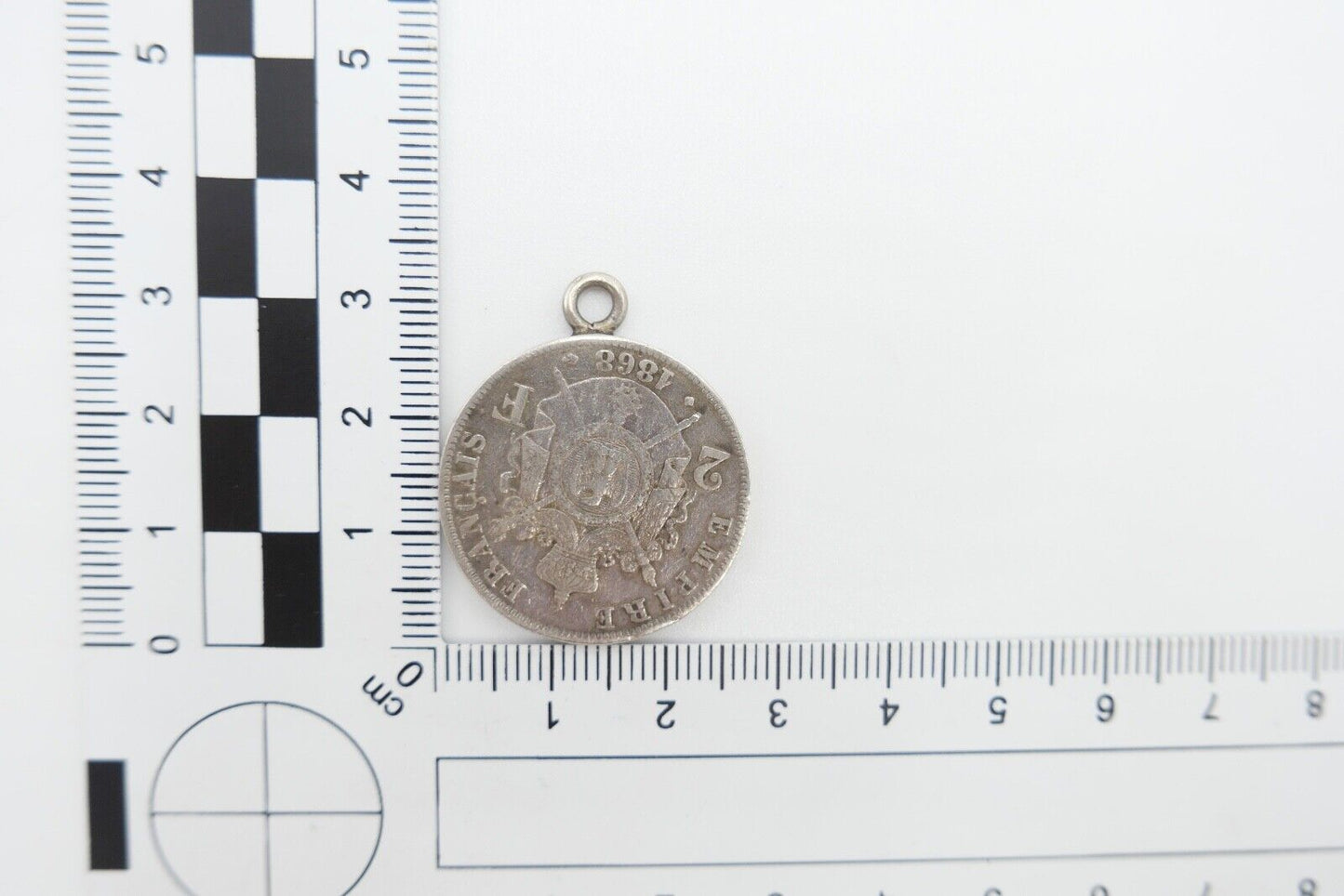 Silber Münze 2 Francs 1868 gefasst Frankreich Napoleon III ss-ss+ - Antikhandel-Stuttgart