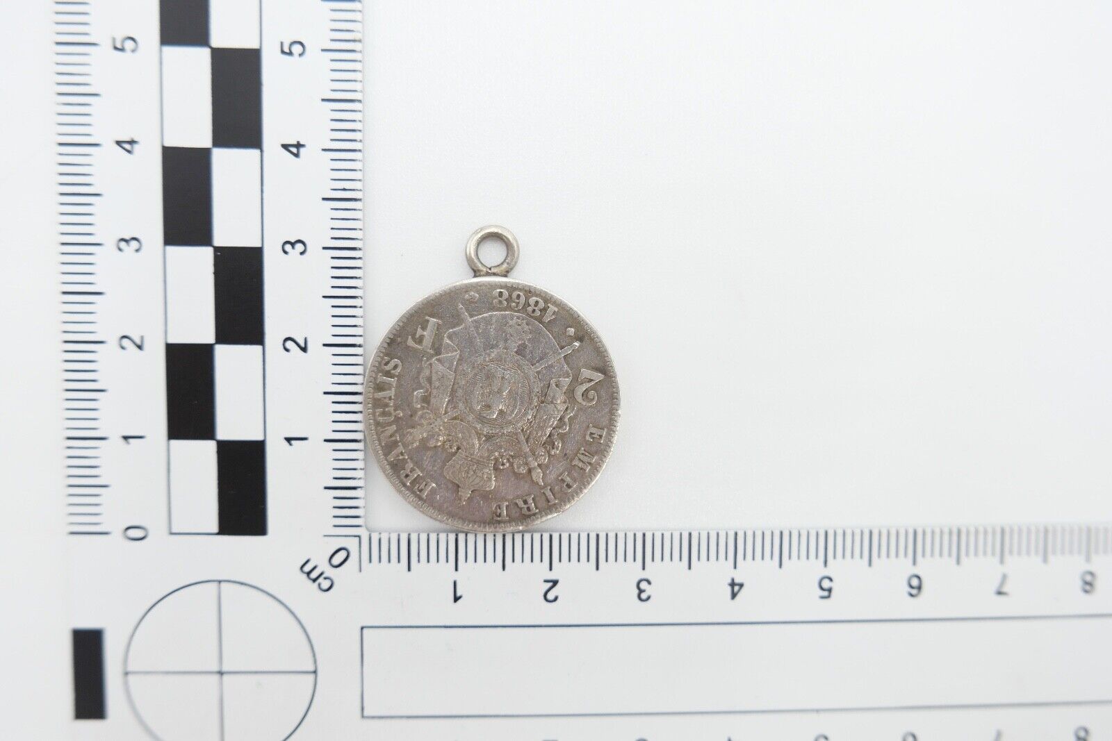 Silber Münze 2 Francs 1868 gefasst Frankreich Napoleon III ss-ss+ - Antikhandel-Stuttgart