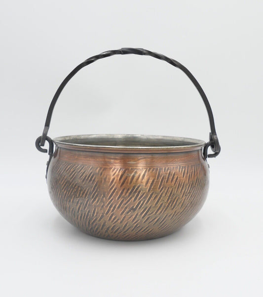 Wagner West Germany Kupfer Blumentopf Hängetopf Topf Kübel mit Henkel - Antikhandel-Stuttgart