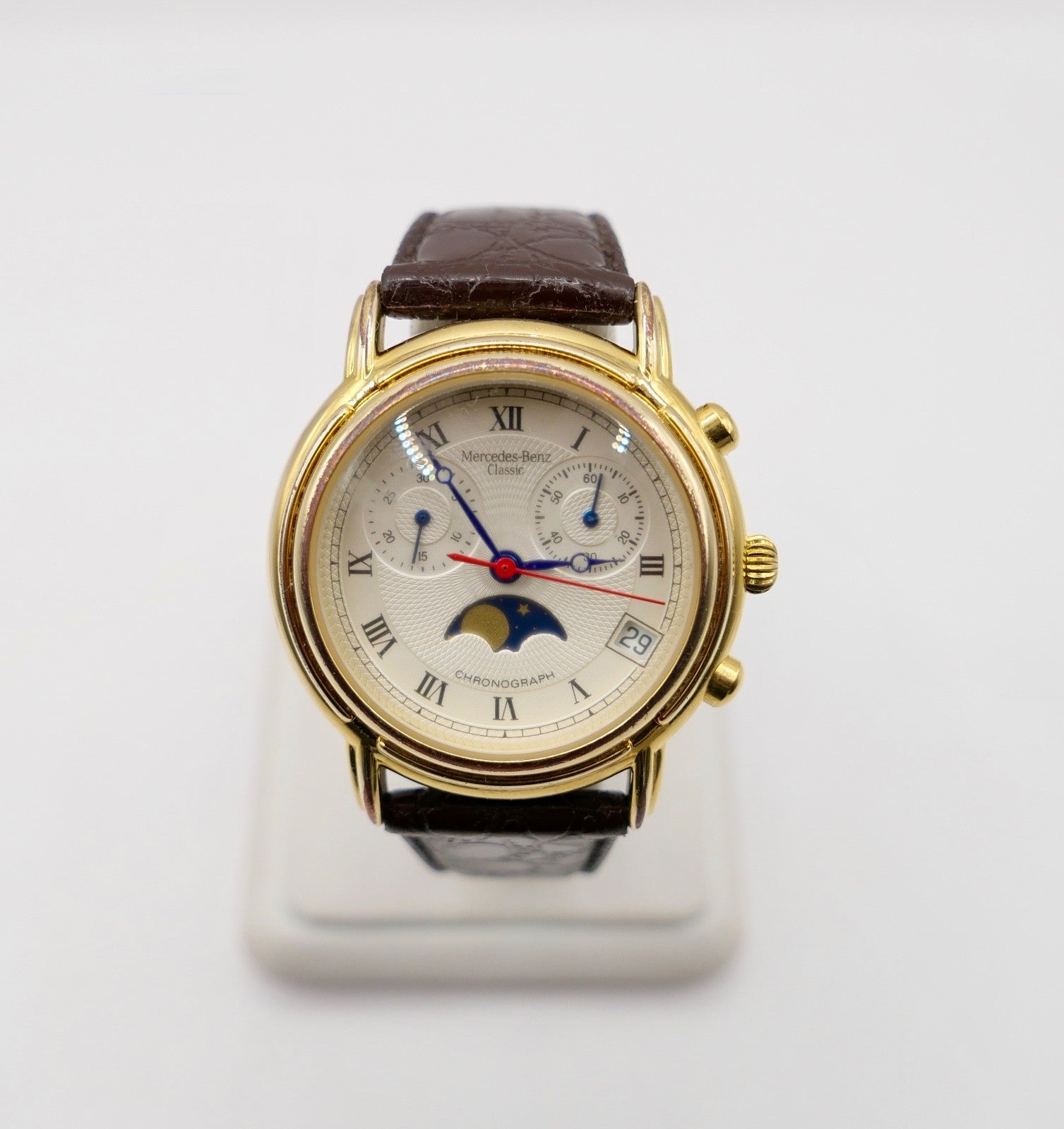 2000er Jahre Mercedes Benz Classic Chronograph Quartz Mondphase 35mm