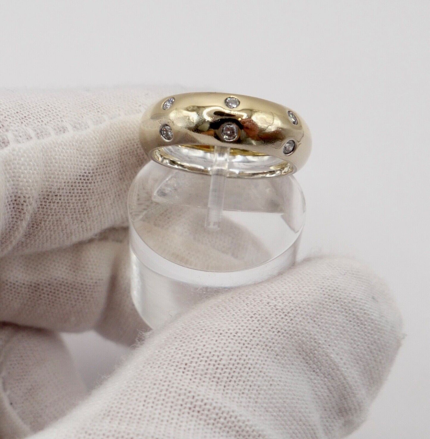 Massiver 750 18K Gold Bicolor Damen Ring mit 6x Brillanten 0,21 Ctw Gr. 54 - Antikhandel-Stuttgart