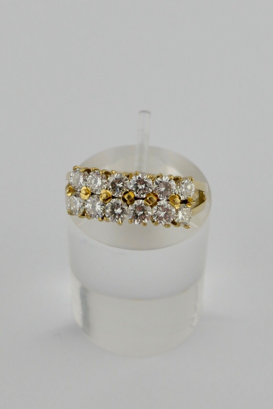 Luxus Gelbgold Ring 1,56 Ct VVS 12 Brillanten 750 18K Gr. 59 halb memory - Antikhandel-Stuttgart