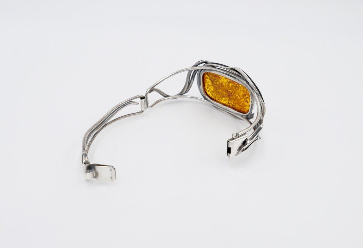 vintage Silber 925 Bernstein Armband Armreif Armspange Sterlingsilber - Antikhandel-Stuttgart