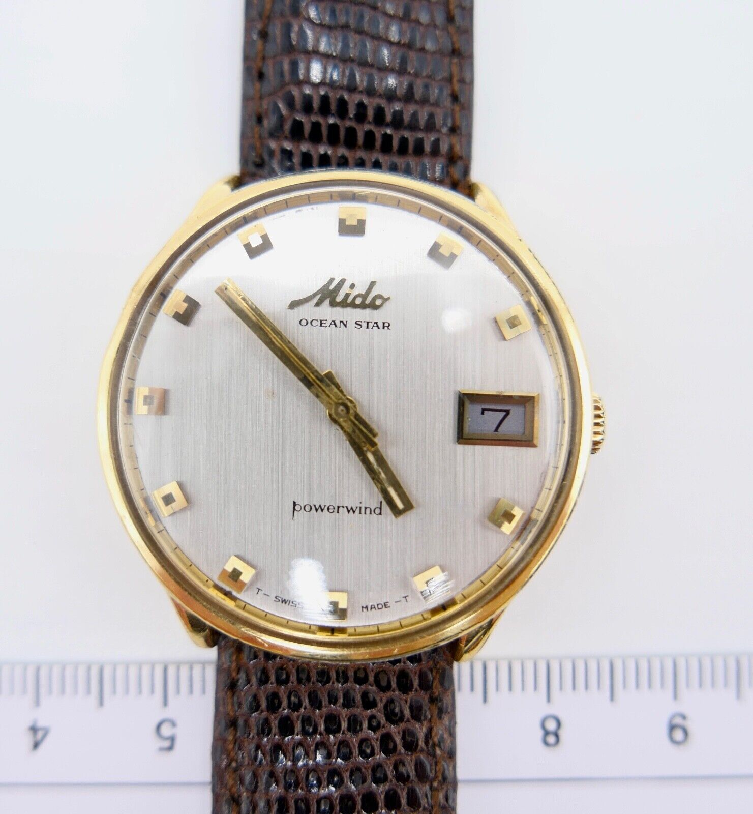 Mido OCEAN STAR powerwind Automatic 5057 vergoldet Ø 36mm Herren Armbanduhr 60er - Antikhandel-Stuttgart