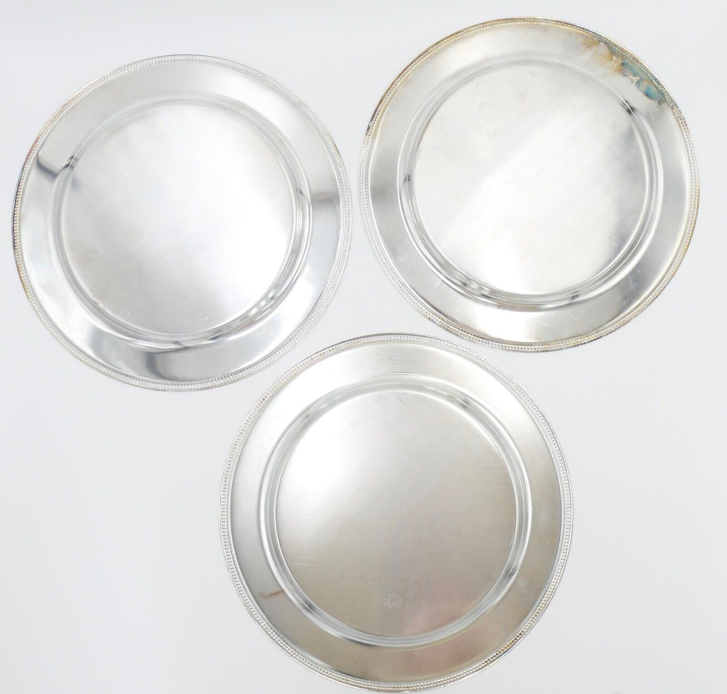 NEUwertig 5 Stück ONEIDA USA Servierplatte Platte Teller versilbert Perlenrand - Antikhandel-Stuttgart