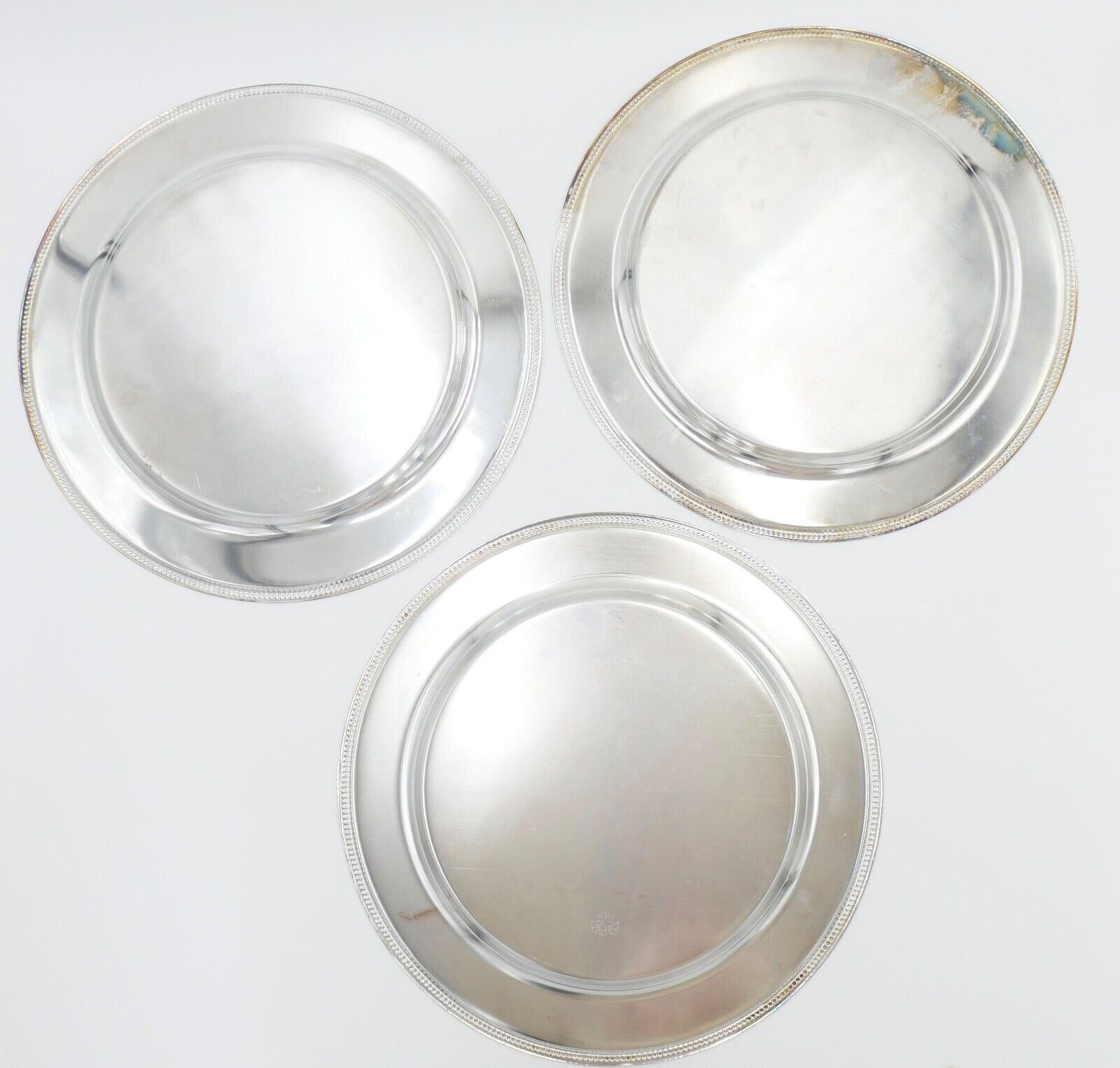 NEUwertig 5 Stück ONEIDA USA Servierplatte Platte Teller versilbert Perlenrand - Antikhandel-Stuttgart