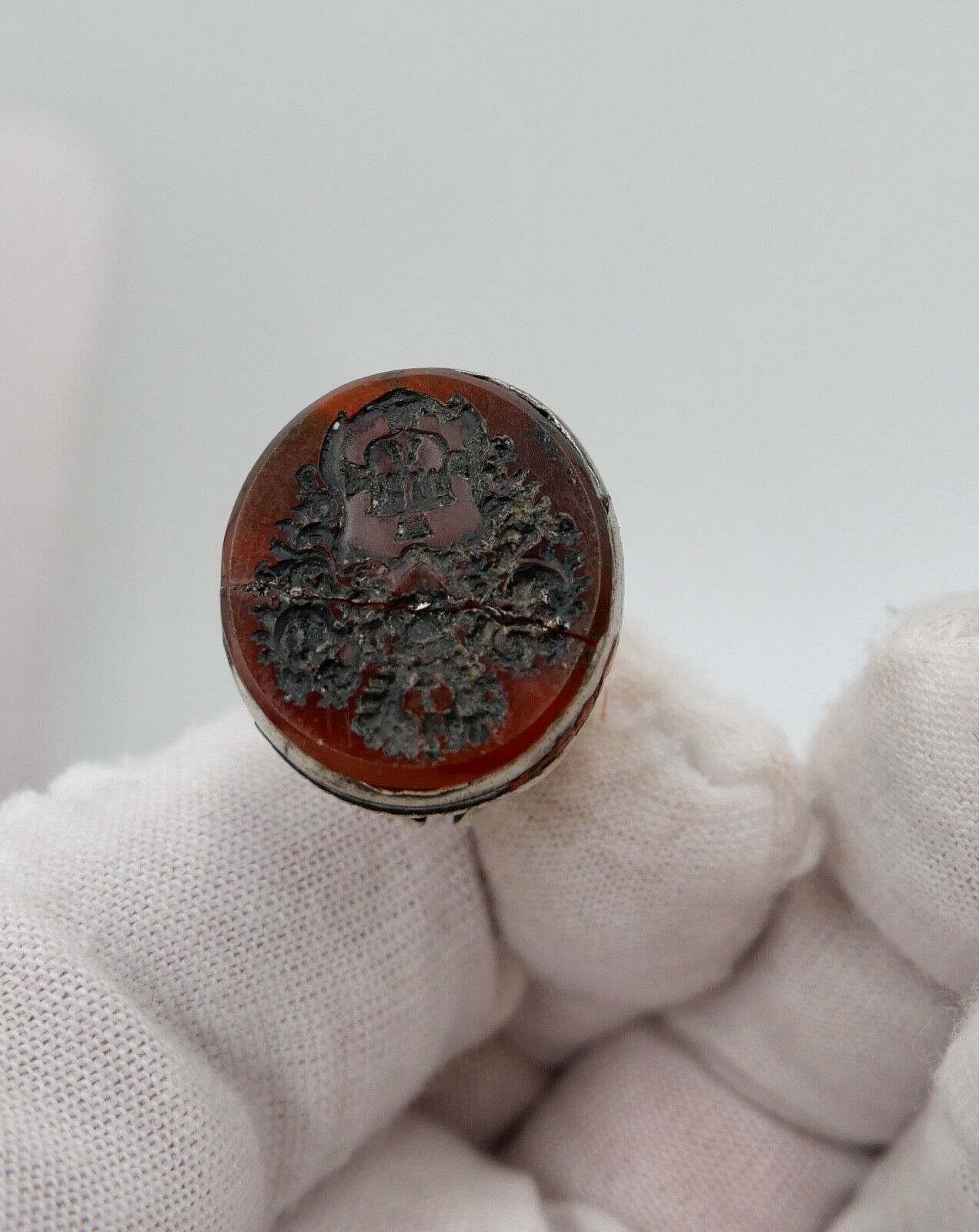 Antike Petschaft Siegel Wappen um 1800 Karneol Silber Adlig 18.-19. Jh - Antikhandel-Stuttgart