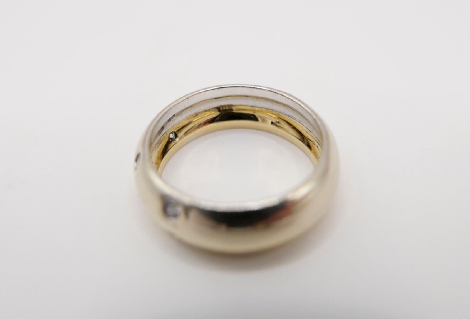 Massiver 750 18K Gold Bicolor Damen Ring mit 6x Brillanten 0,21 Ctw Gr. 54 - Antikhandel-Stuttgart