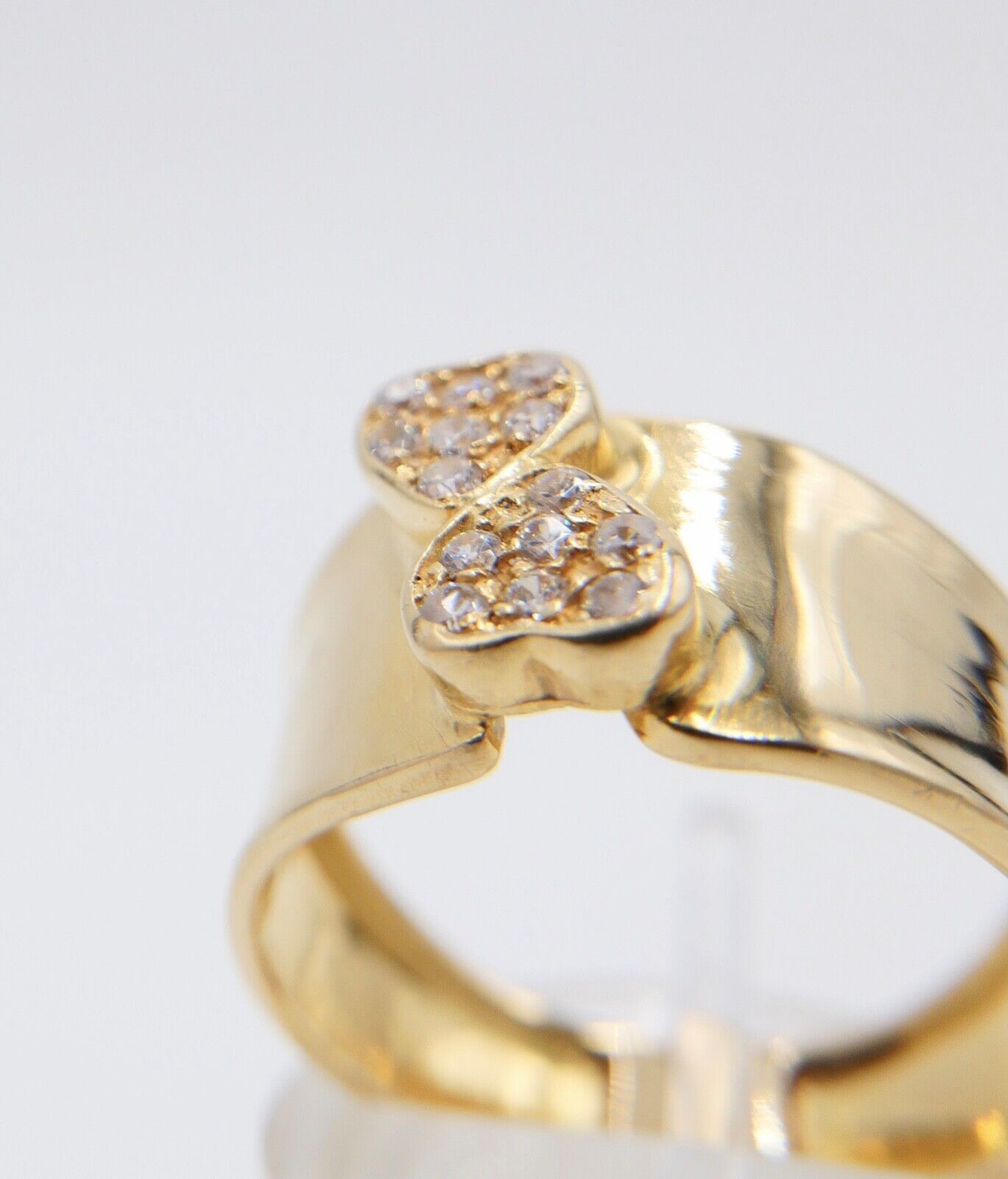 Damen Gold Herz Love Zirkonia Ring 18K 750 1474 VI Oro Top Gr. 61 0,126 Ct - Antikhandel-Stuttgart