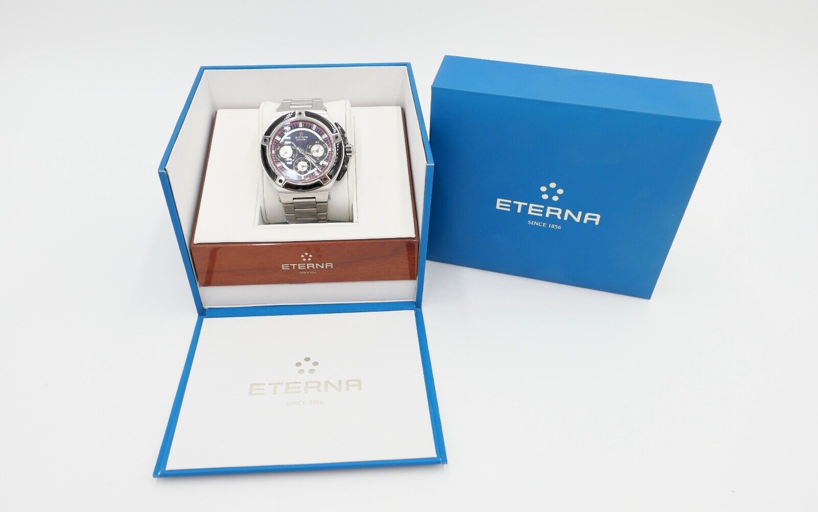 Eterna Royal KonTiki Chronograph GMT 45mm 7760.00 aus 2019 Edelstahl FULL SET - Antikhandel-Stuttgart